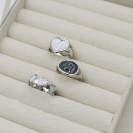 ANILLO DE ACERO ABIERTO ESM. BLANCO/NEGRO VARIOS MODELOS X3