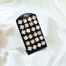 AROS DE ACERO DORADO TREBOL NACARADO X12