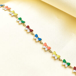 PULSERA DE ACERO DORADO MARIPOSAS ESMALTADAS
