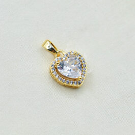 DIJE DORADO DE CORAZON C/ CUBIC Y MICROPAVE