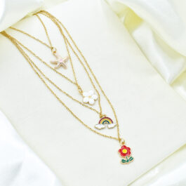 COLLARES DE ACERO DORADO CON DIJES VARIOS X4