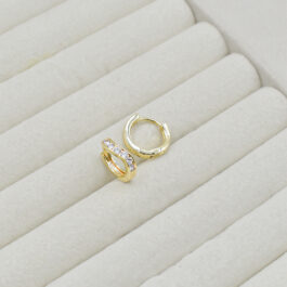 ARGOLLA ACERO DORADO ONDEADA CON STRASS