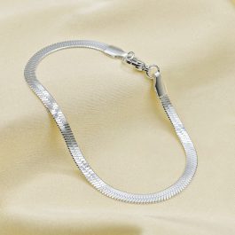 PULSERA DE ACERO BLANCO COBRA CHATA 4MM 17.5CM