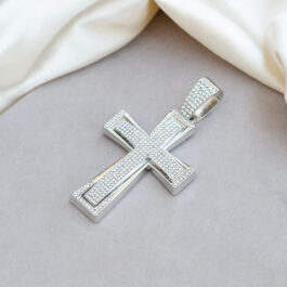 DIJE CRUZ PLATEADA GRANDE MULTI-STRASS