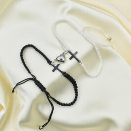PULSERA DE HILO PARA COMPATIR C/ DIJE CRUZ C/ DIJE IMANTADO DE CORAZON