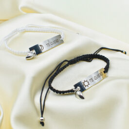 PULSERA DE HILO PARA COMPATIR TE QUIERO C/ DIJE IMANTADO DE CORAZON