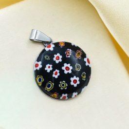 DIJE DE ACERO MURANO CIRCULO VARIOS COLORES