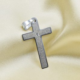 DIJE DE ACERO CRUZ PADRE NUESTRO FINA RECTA