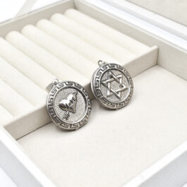 DIJE DE ACERO RELICARIO ESTRELLA DE DAVID Y CORAZON LOVE