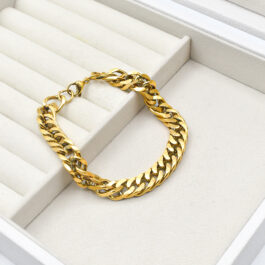 PULSERA DE ACERO DORADO GRUME CERRADA  2.0- 20CM