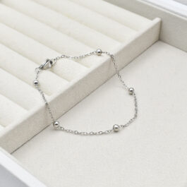 PULSERA DE ACERO ESPEJITO C/BOLITAS