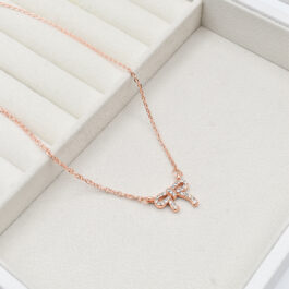 COLLAR DE ACERO ROSE C/ DIJE MOÑO STRASS