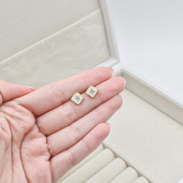ARO DE PLATA Y ORO BULGARI CUADRADO C/CUBIC CHICO 6MM
