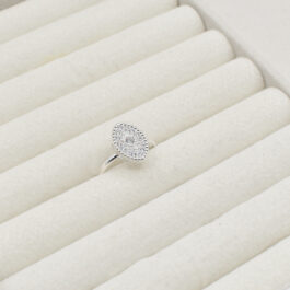 ANILLO DE PLATA 925 TIPO OJO ZIRCON BLANCO