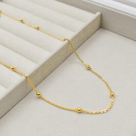 CADENA DE ENCHAPADO AMERICANO ESPEJITO C/BOLITAS 50CM