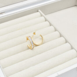 ARO SEMI-ARGOLLA PANASTE TIPO BAGUETTE C/PIEDRA BLANCA