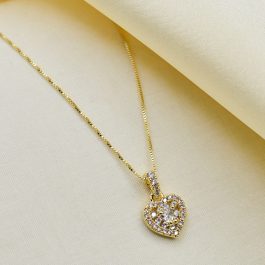 COLLAR CORAZON MULTI-ZIRCON BAÑADO EN ORO 18K