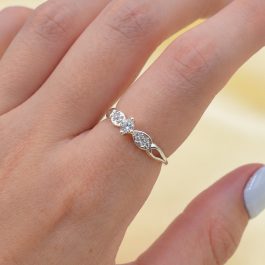 ANILLO DE PLATA CINTILLO C/2 OVALOS MICROPAVE SOLO MEDIDAS 14 Y 19