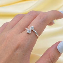 ANILLO DE PLATA DOBLE C/CUADRADO Y CIRCULO MICROPAVE