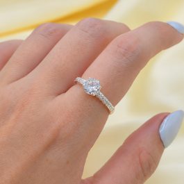 ANILLO DE PLATA SOLITARIO PIEDRA CIRCULO 6MM MICROPAVE SOLO MEDIDA 15