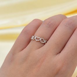 ANILLO DE PLATA 8 CORAZONES CALADOS PUNTILLOSOS