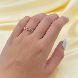 ANILLO DE PLATA 8 CORAZONES CALADOS PUNTILLOSOS