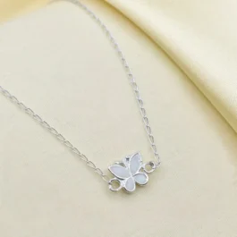 CADENA DE PLATA CON DIJE ITALIANO MARIPOSA BLANCA