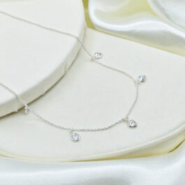 GARGANTILLA DE PLATA 925 COZAZON EN CUBIC 45CM