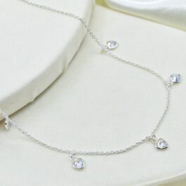 GARGANTILLA DE PLATA 925 COZAZON EN CUBIC 45CM