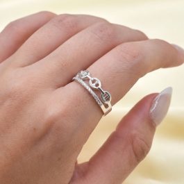 ANILLO DE PLATA GUCCI DOBLE C/ 1 HILERA EN  ZIRCON