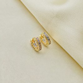 ARO ARGOLLA BAÑO EN ORO 18K MINI C/ZIRCON CALADA DE COSTADO