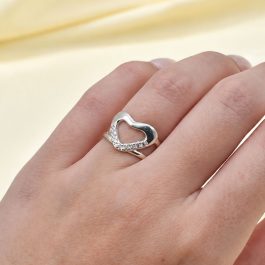 ANILLO DE PLATA CORAZON CALADO C/MICROPAVE