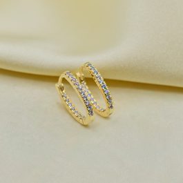 ARGOLLA BAÑO DE ORO 18K OVALADA FINA  TODO ZIRCON  MEDIANA