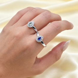 ANILLO DE PLATA GOTA C/ZIRCON Y CUBIC DE COLOR TIPO CINTILLO