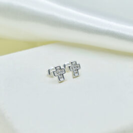 ARO DE PLATA CRUZ MULTI-ZIRCON