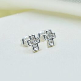 ARO DE PLATA CRUZ MULTI-ZIRCON