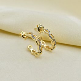 ARO ARGOLLA BAÑO EN  ORO 18K TIPO INFINITO C/ZIRCON PASANTE
