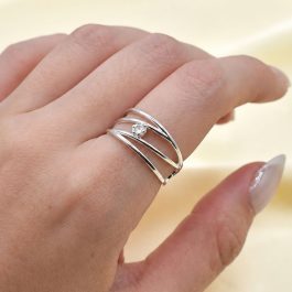 ANILLO DE PLATA VARIAS VUELTAS C/CUBIC EN MEDIO