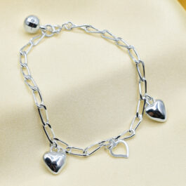 PULSERA ITALIANA FORCE 3 CORAZONES Y UNA ESFERA