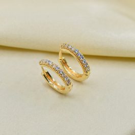 ARO BAÑO EN  ARGOLLA ORO 18K 1 FINA HILERA DE ZIRCON GRANDE