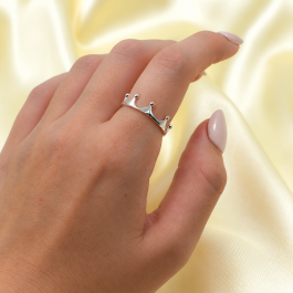 ANILLO DE PLATA TIPO CORONA LISA FINA