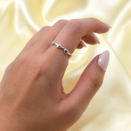 ANILLO DE PLATA 8 CORAZONES LISOS