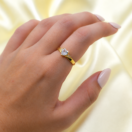 ANILLO CINTILLO C/CUBIC CORAZON BAÑADO EN ORO 18K