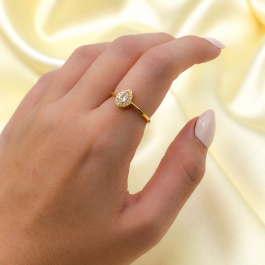 ANILLO TIPO CINTILLO GOTA BAÑO EN ORO 18K