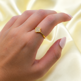 ANILLO VAN-CLEAF TREBOL BAÑADO EN ORO 18K