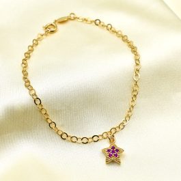 PULSERA ESTRELLA TIPO FRUTILLA BAÑADO EN ORO 18K