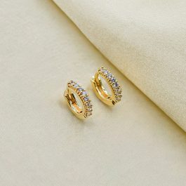 ARO ARGOLLA BAÑO EN ORO 18K EXTRA MINI FINA 1 HILERA ZIRCON