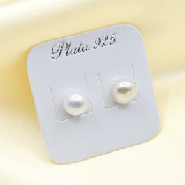 ARO DE PLATA PERLAS DE RIO NATURALES 9MM