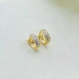 ARGOLLA BAÑADA  ORO 14K FILAS ZIRCON POR DELANTE/ CALADA CHICA