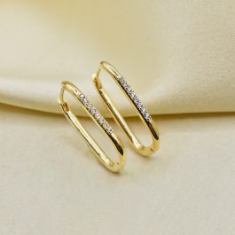 ARGOLLA BAÑO DE ORO 18K RECTANGULAR SEMI-OVALADA